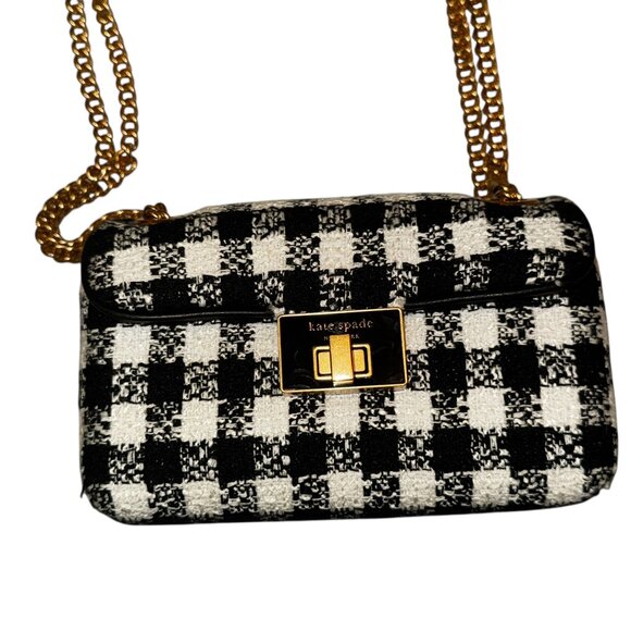 NWOT Kate Spade Evelyn Gingham Tweed Small Shoulder Bag - Picture 11 of 13